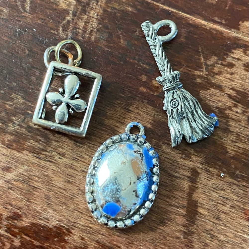 Silver Charm Set Trio in Silvertone, Estate pieces